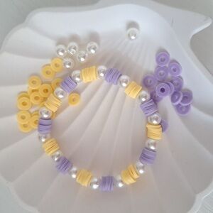 Yellow and Purple Beaded Bracelet